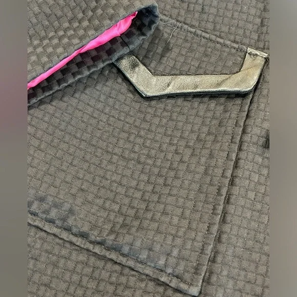 Alice + Olivia | Leather Trim Belted Trench Coat | Black | M/6 - Picture 3 of 12